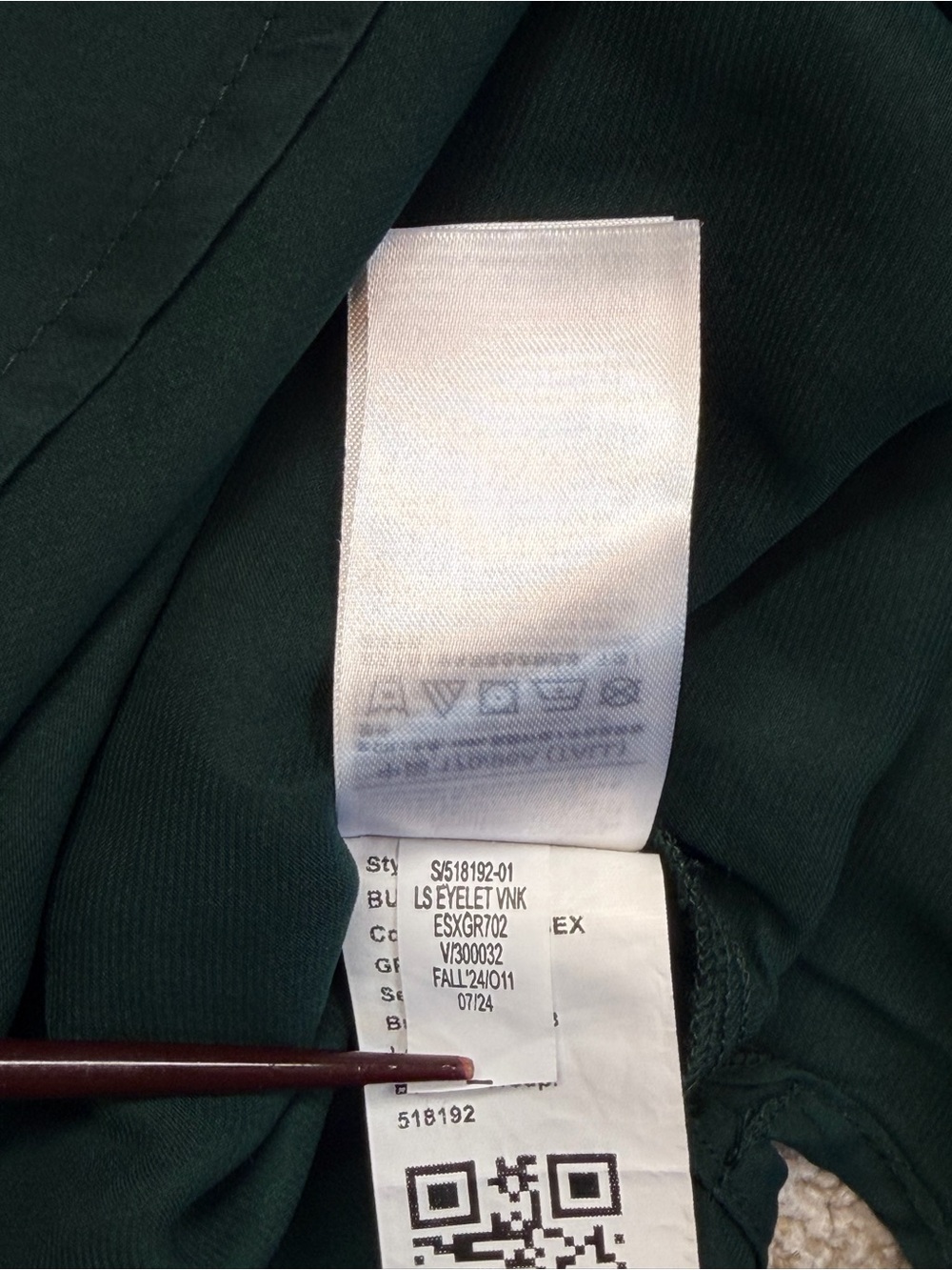 New GAP Women Satin Empire Maxi Dress  Essex Green V neck Long Sleeve M Tall - Picture 13 of 14
